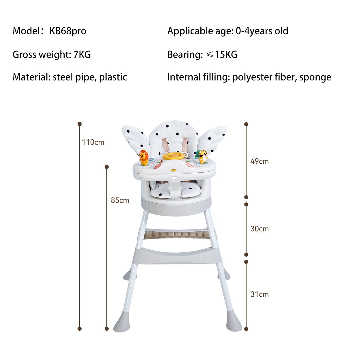 Little Angel 5-In-1 Pink Baby Activity Center High Chair-2