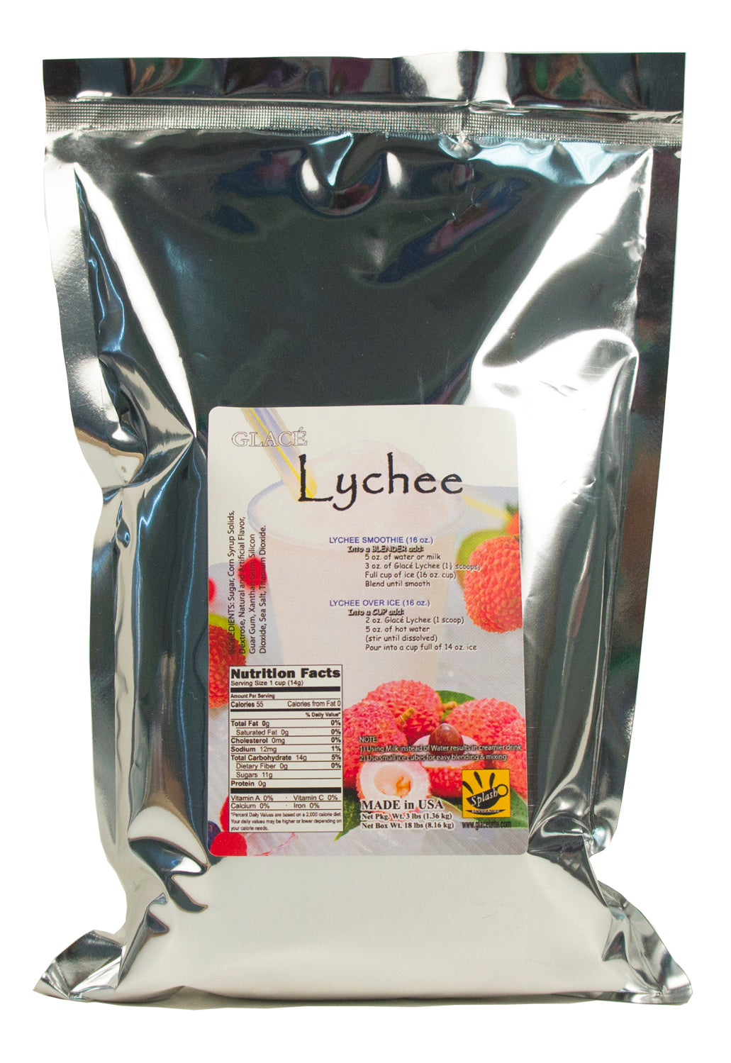 Lychee 4 in 1 Mix for Bubble Tea, Smoothies, Lattes and Frappes, 3 lbs. Bag (Case 6 x 3 lbs. Bags) - Made in the USA-0