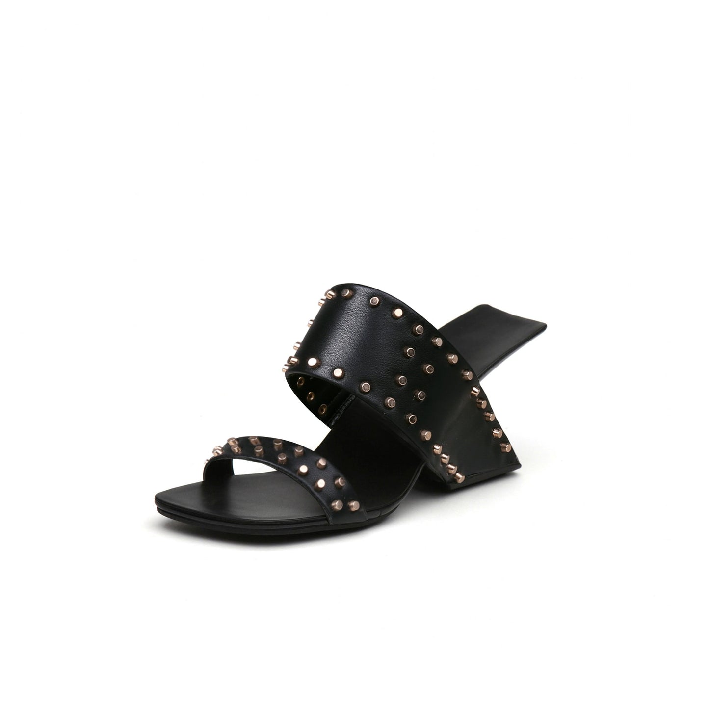 Edgy Metal Embellished Heel-Less Mules-1