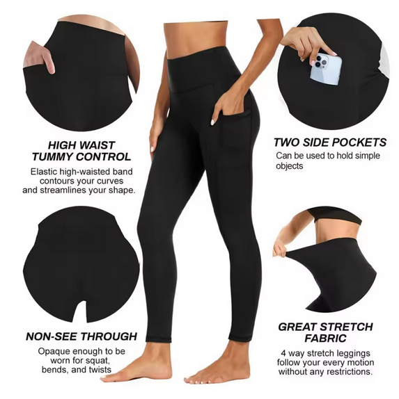 Misharen Women's Seamless Yoga Leggings With Pockets– Scrunch Butt, High Waist Tummy Control, Breathable Sweat-Wicking Fitness Pants, Spandex Quick Dry, Full Length-1