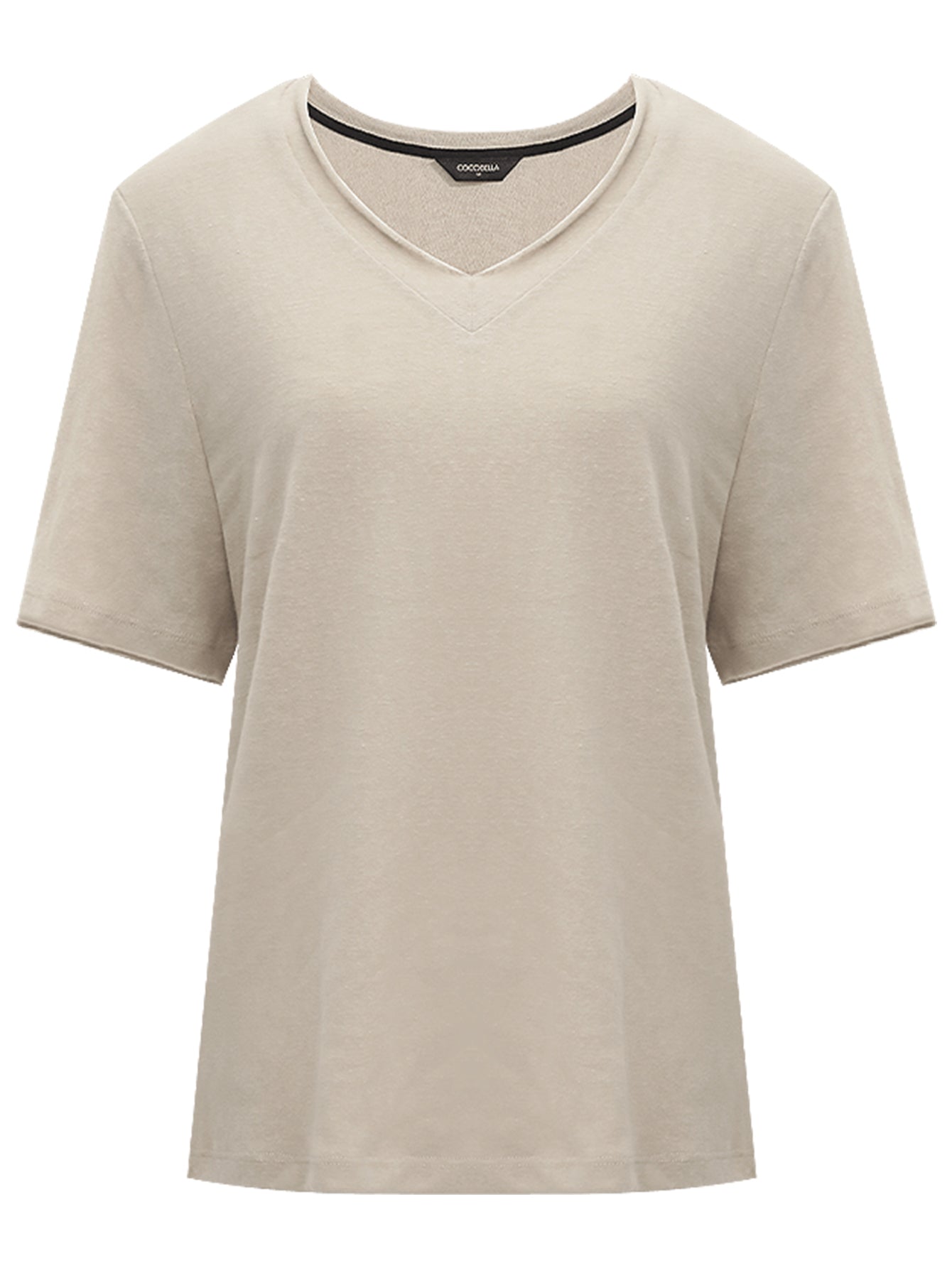 Mocha V-Neck Cotton Short-Sleeve Tee-3