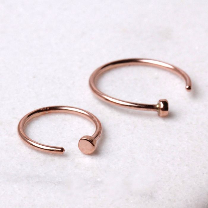 14Kt Rose Gold Nose Hoop Ring-0