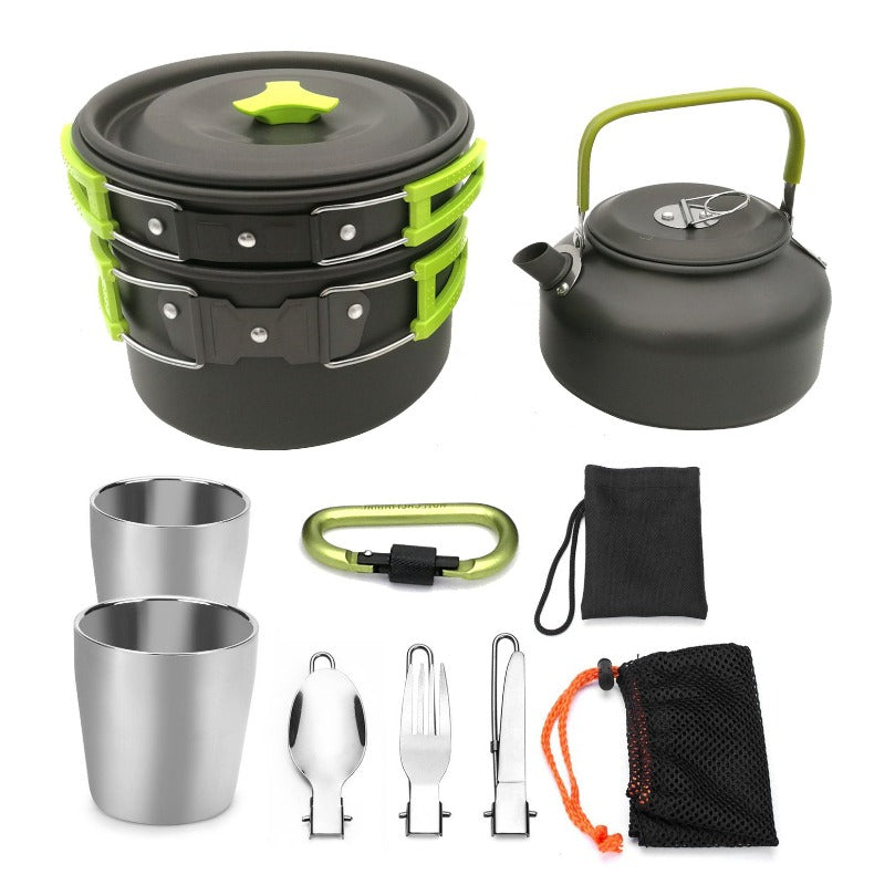 2-3 person Camping Cooking Ware Sets Pots Pans Picnic-6