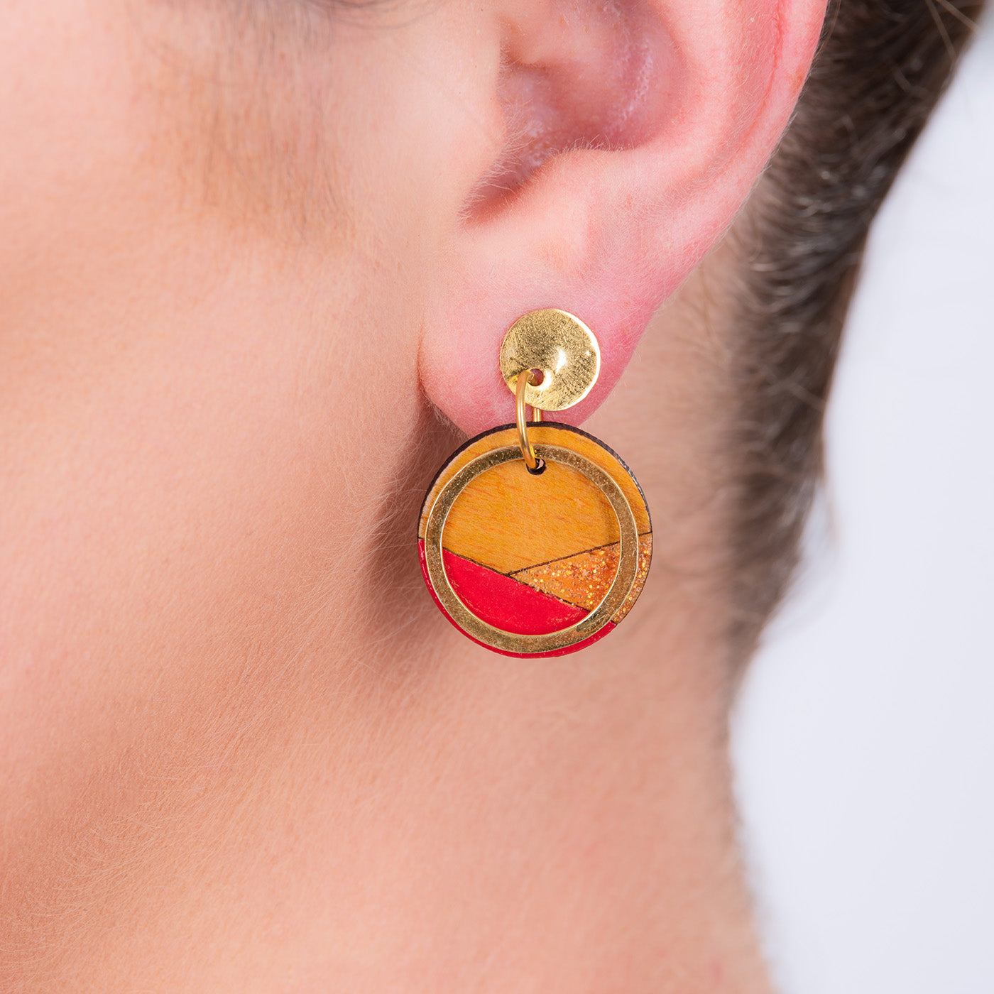 Conture Recycled Wood Gold Plated Earrings (4 Colours Available)-1