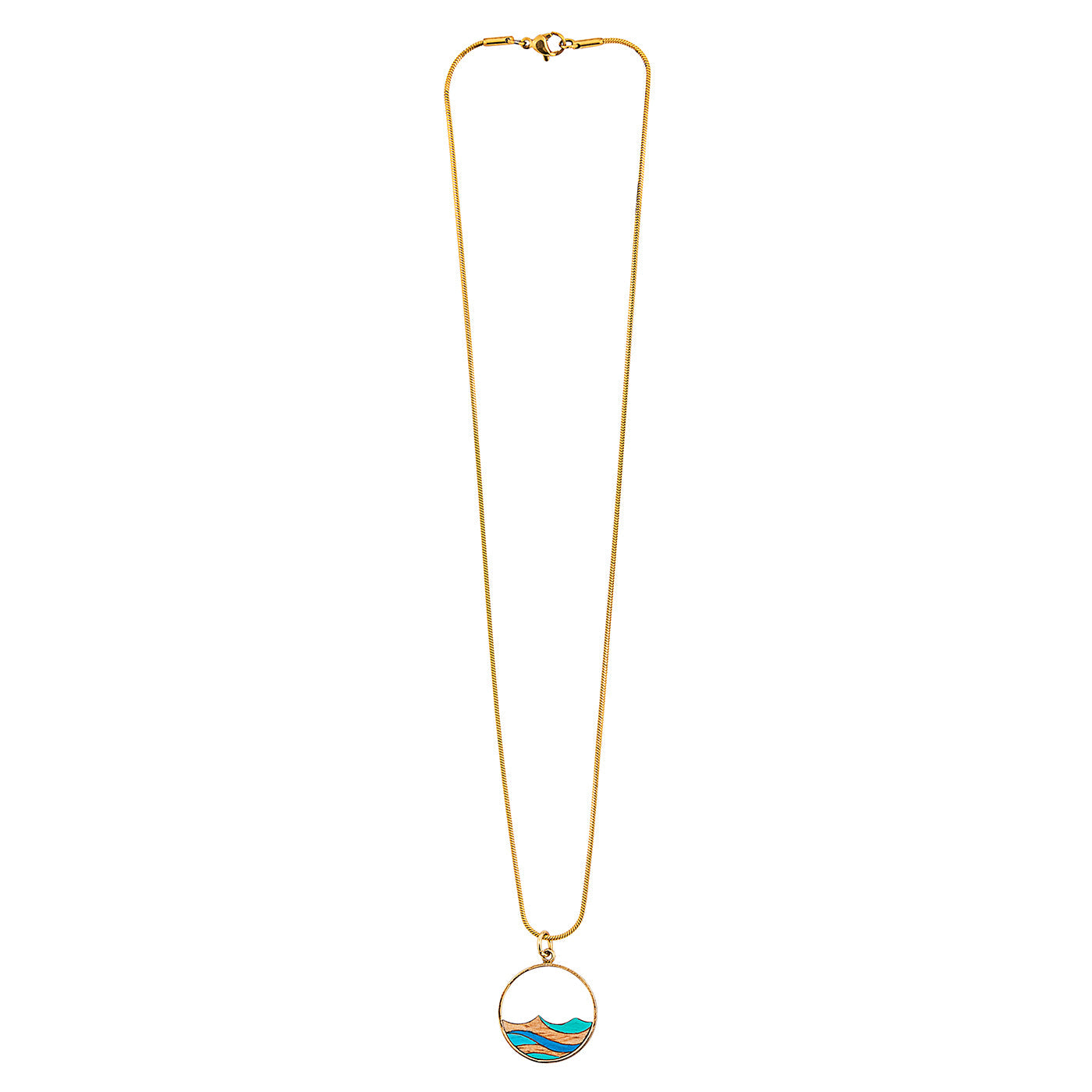 Ocean Recycled Wood Gold Necklace-4