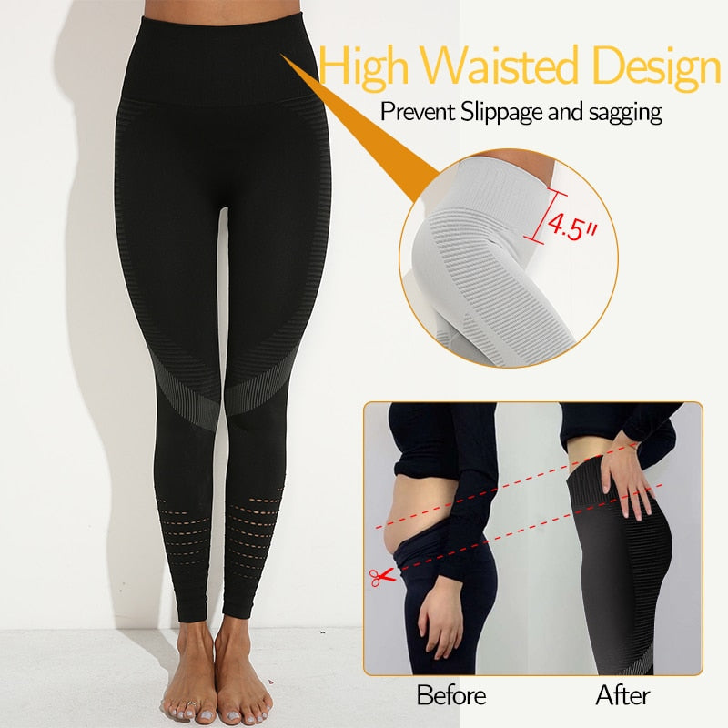 High Waist Fitness Leggings Push Up Women Exercise Workout Pants Gym Running Activewear Hollow Yoga Pants Sport Training Wear-4