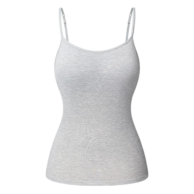 Women's Cotton Camisole with Shelf Bra Adjustable Spaghetti Strap Tank Top Cami Tanks 2/3 Packs Shapewear Body Shaper-7