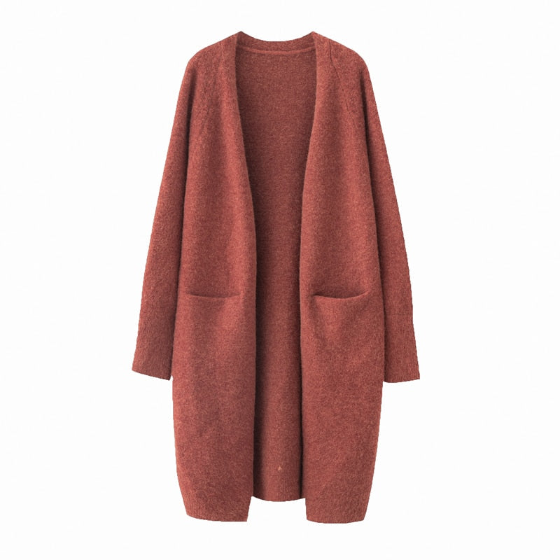 Lazy V-neck Oversize Long Sweater Cardigans Jacket Coat New Women Sweater Korea Cardigan Jacket Coat Outwear TOP-5