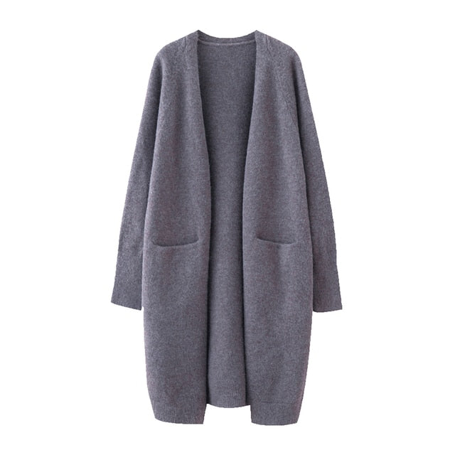 Lazy V-neck Oversize Long Sweater Cardigans Jacket Coat New Women Sweater Korea Cardigan Jacket Coat Outwear TOP-3