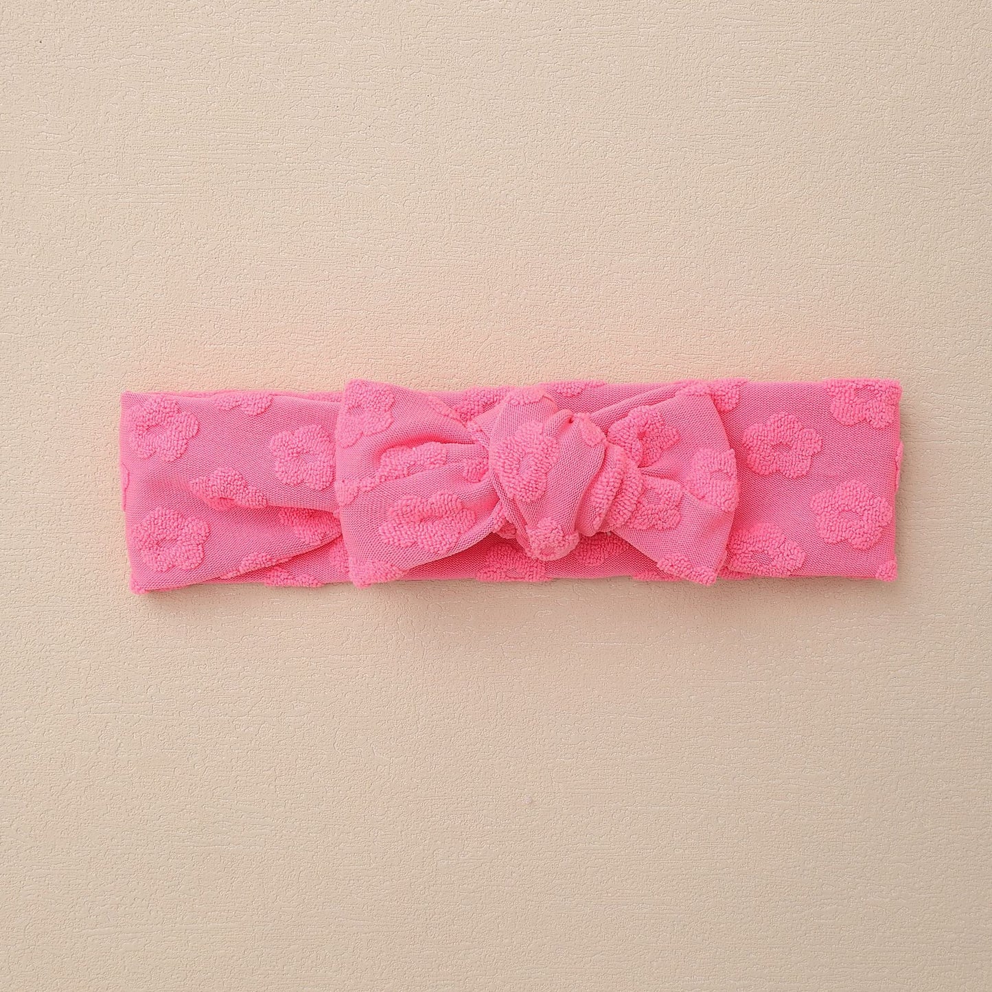 Elastic Baby Headband with Bow and Embroidered Flowers-7