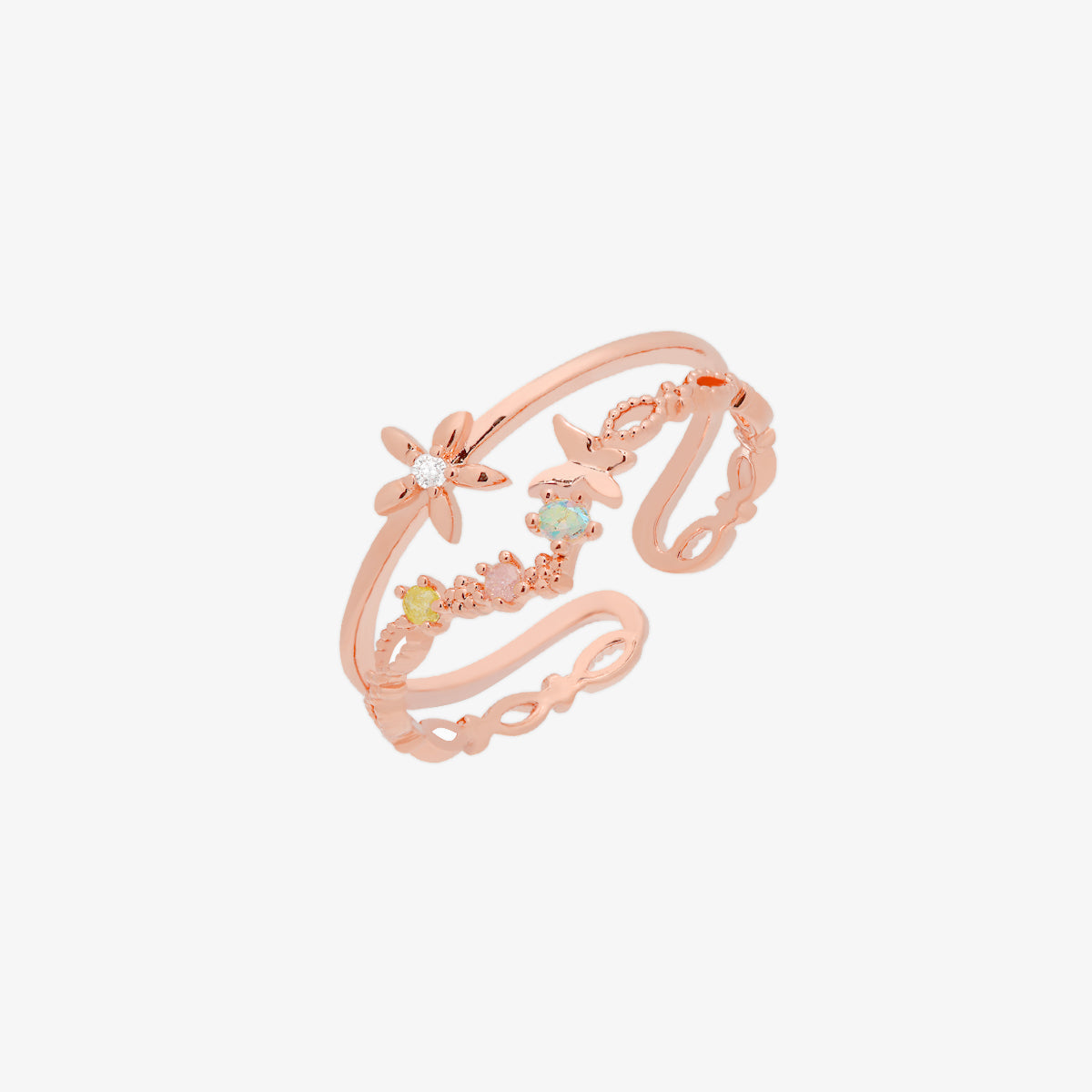 Double pastel flower ring-6