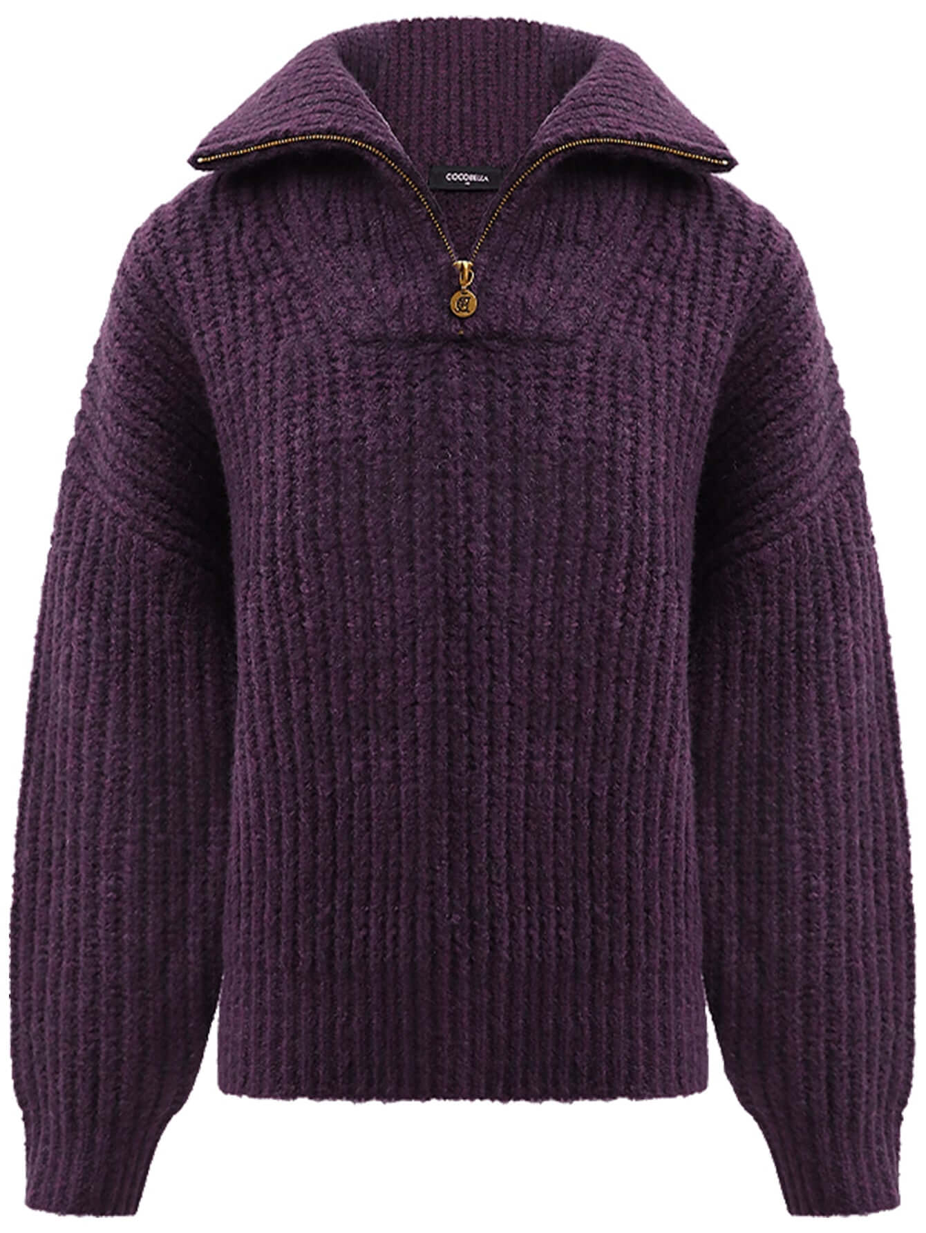Retro Half-zip Purple Knit Top-3