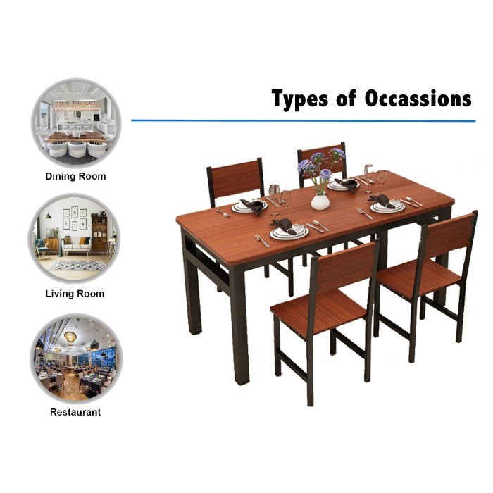 Wood & Steel Dining Set (Oak & Black)-2