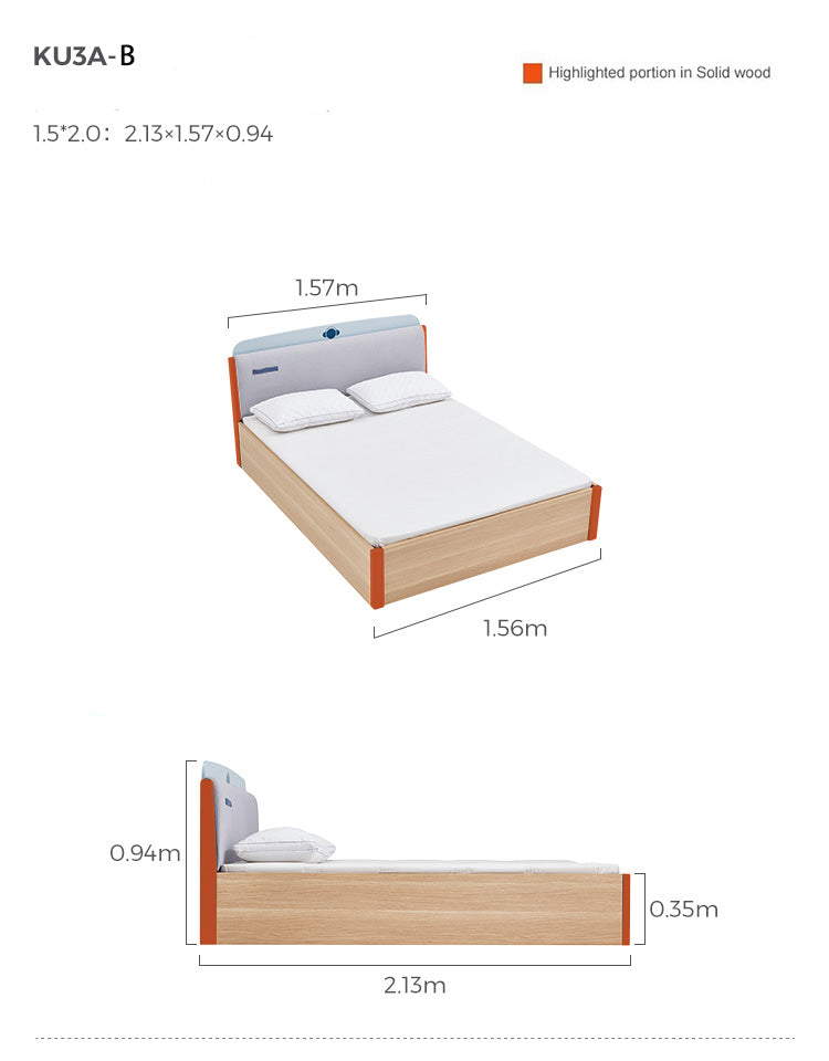 Single Blue Platform Bed Mattress Set and Storage-3