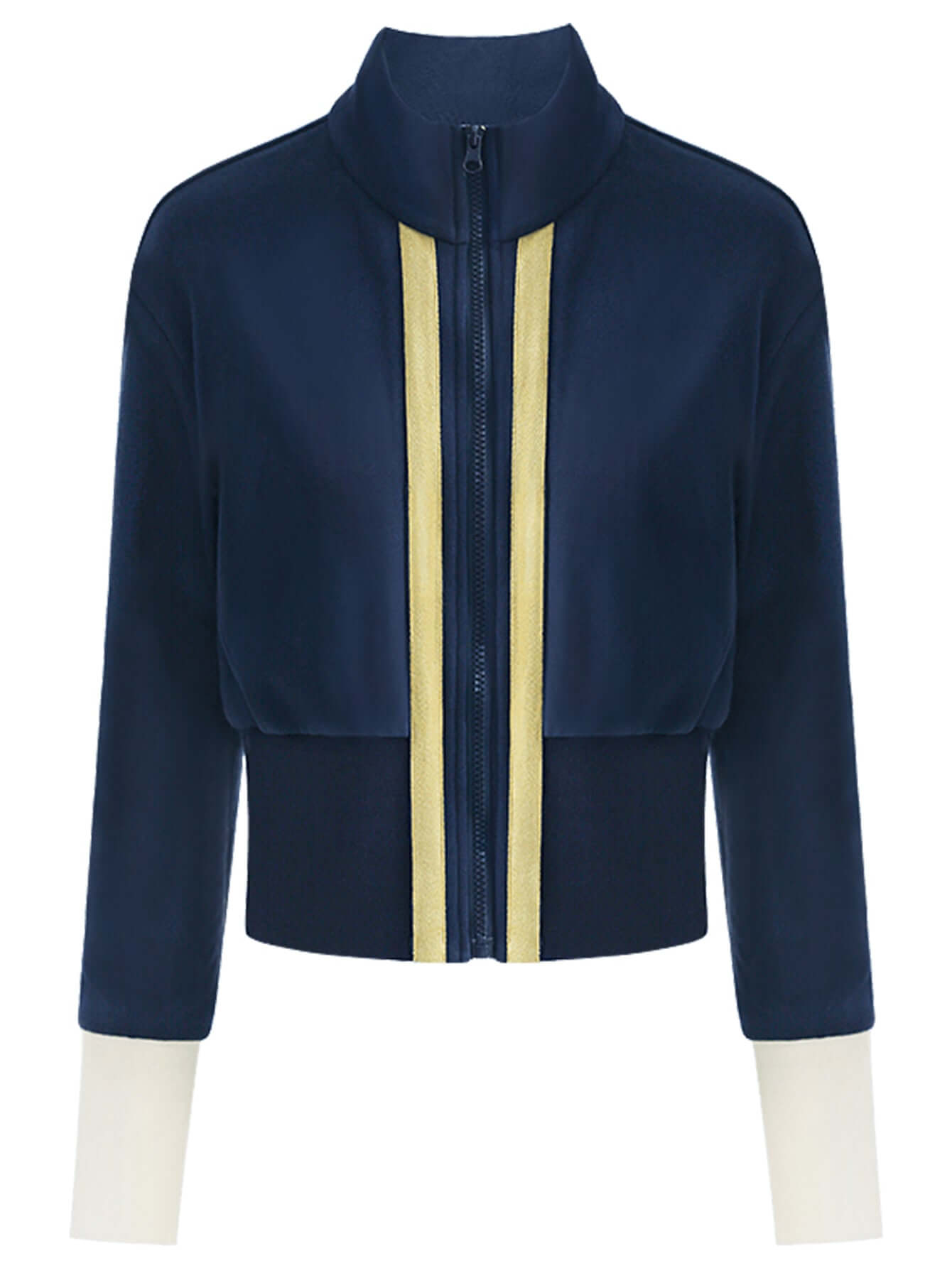Sporty Contrast Striped Navy Cotton Jacket-3