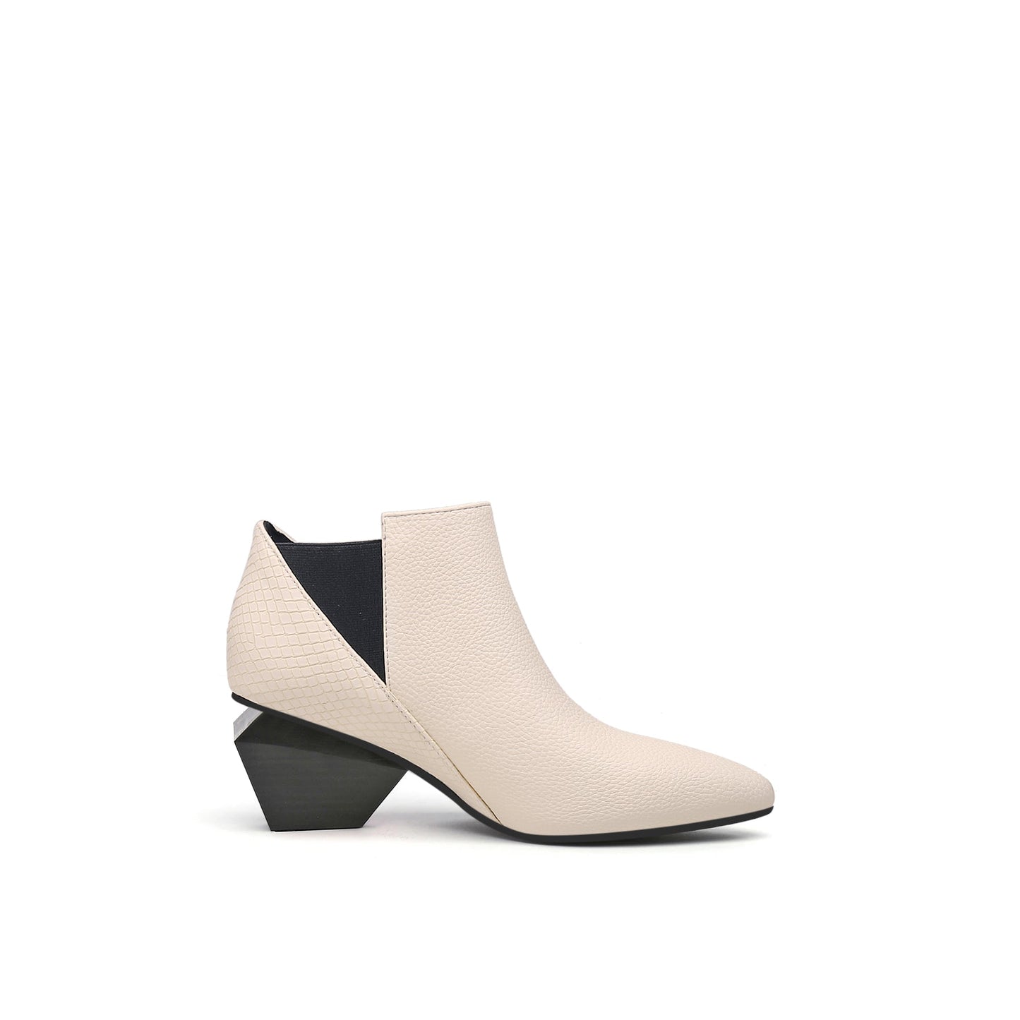Twist Block Leather Paneled Ankle Boots-2