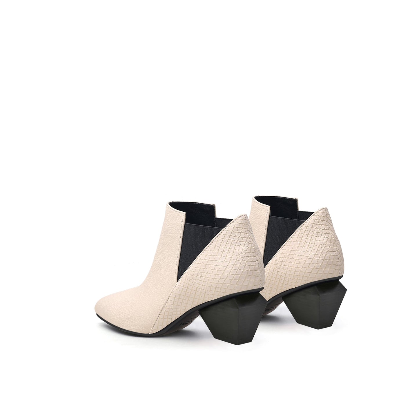 Twist Block Leather Paneled Ankle Boots-3