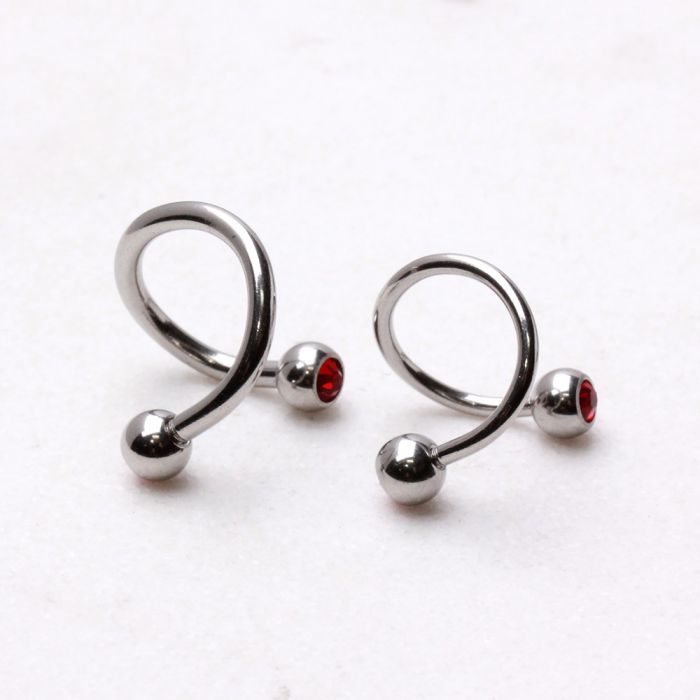 316L Surgical Steel Twist with Gemmed Balls-2