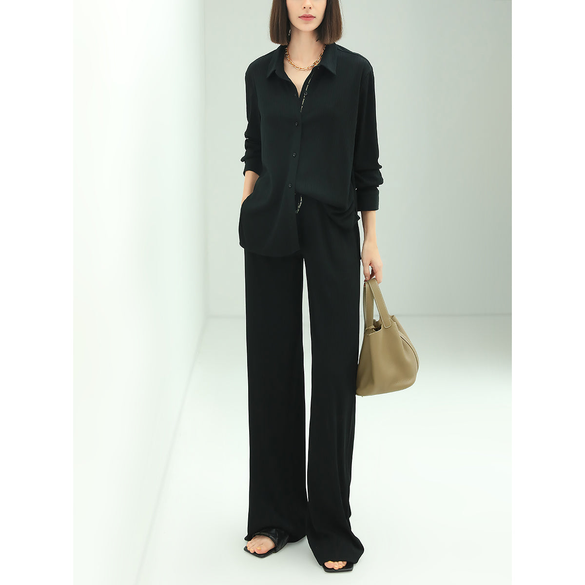 Urban High Rise Wide Leg Knitted Pants-3