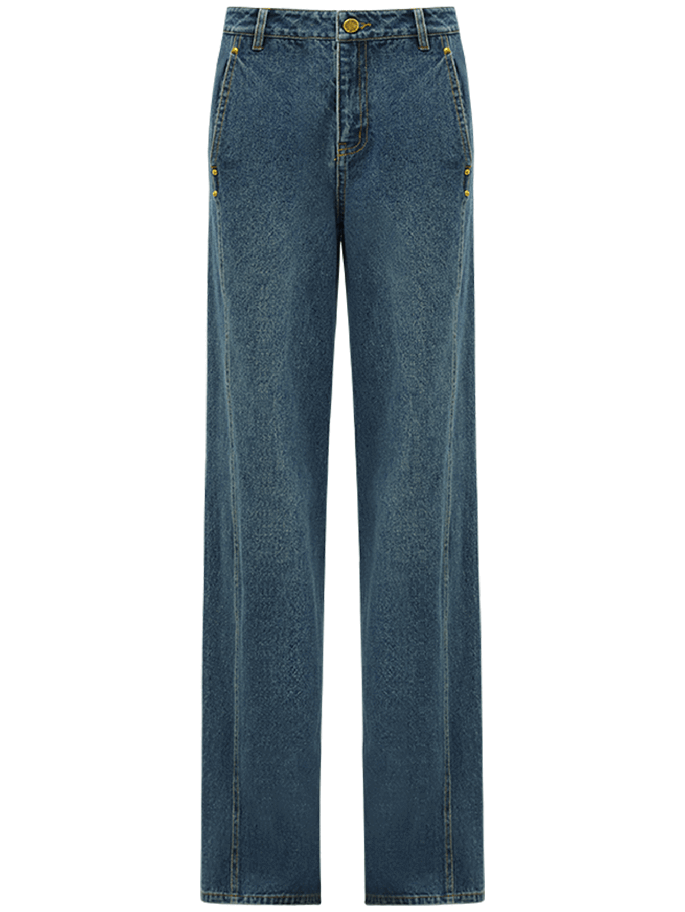 Vintage High waist Straight leg Blue Jeans-3