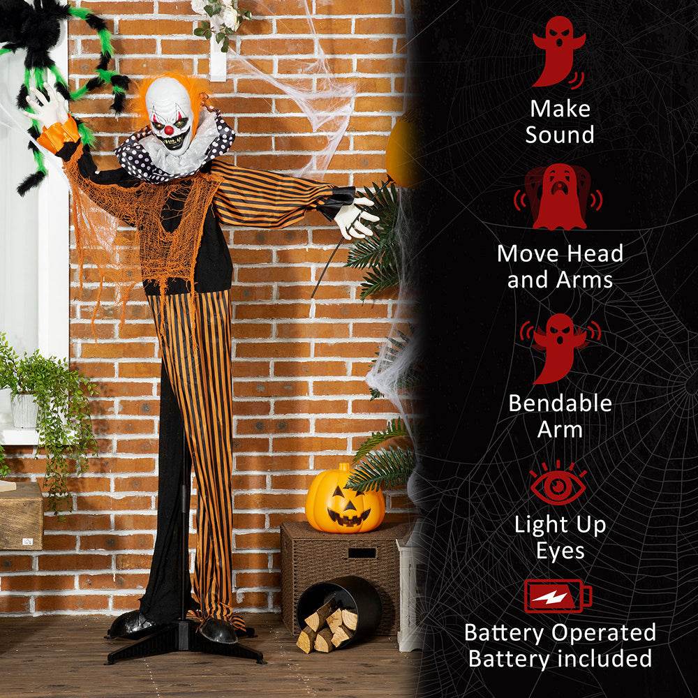 65inch Life Size Outdoor Halloween Decorations Talking Circus Clown With A Balloon, Animated Prop With Sound And Motion Activated, Light Up Eyes, Laughter