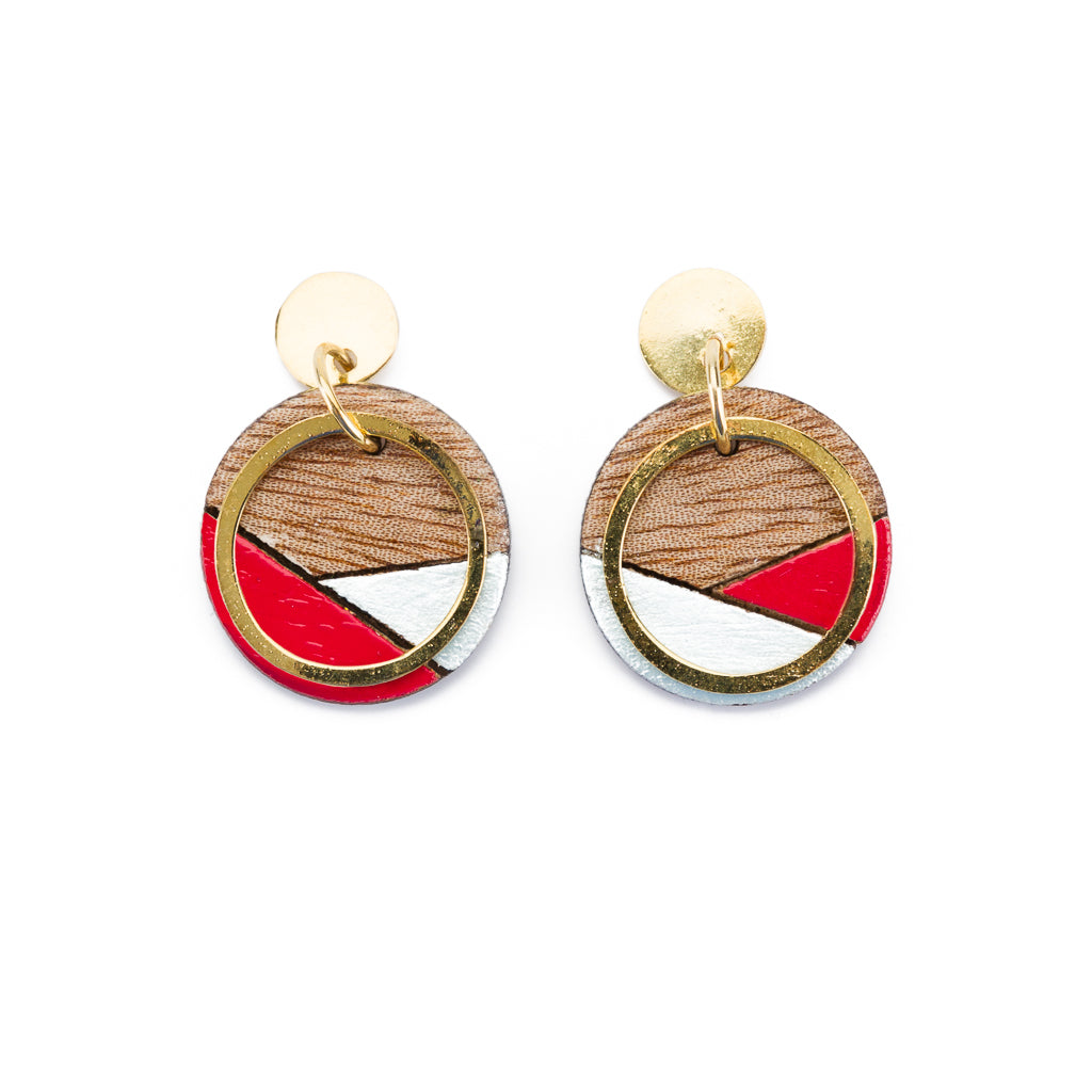 Conture Recycled Wood Gold Plated Earrings (4 Colours Available)-5