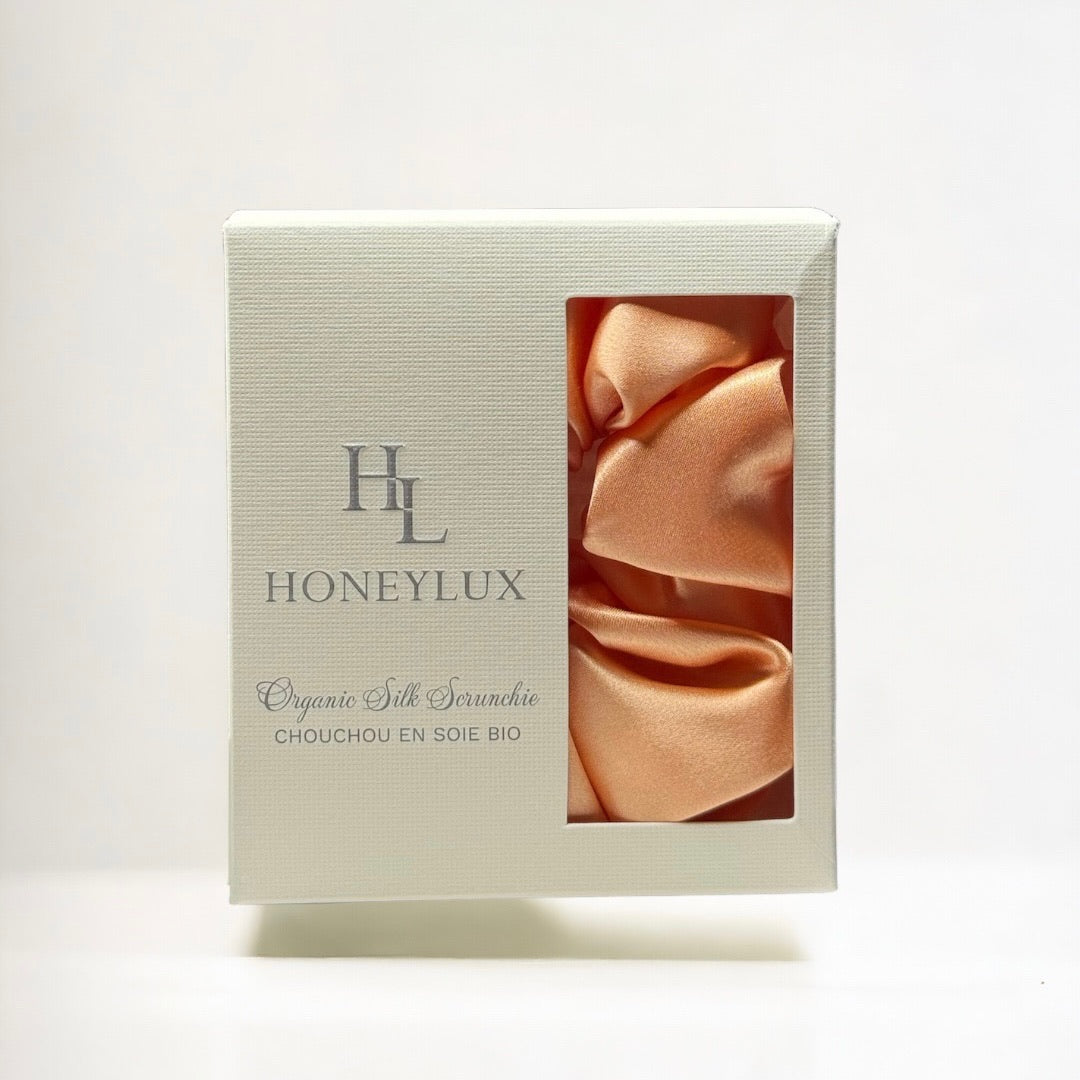 Organic Premium Silk Scrunchie - Peach-3