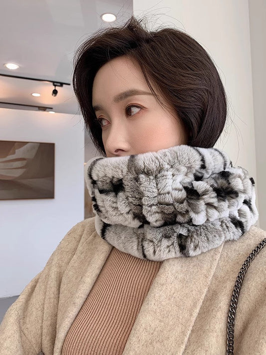 Rex rabbit fur scarf elastic woven fur neck scarf-0