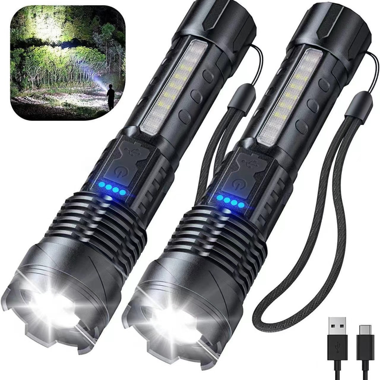Flashlight High Lumens Brighter Tactical Flashlights with 3 Modes & Zoomable, Powerful Mini Flash Light for Emergency, Camping, Hiking-0