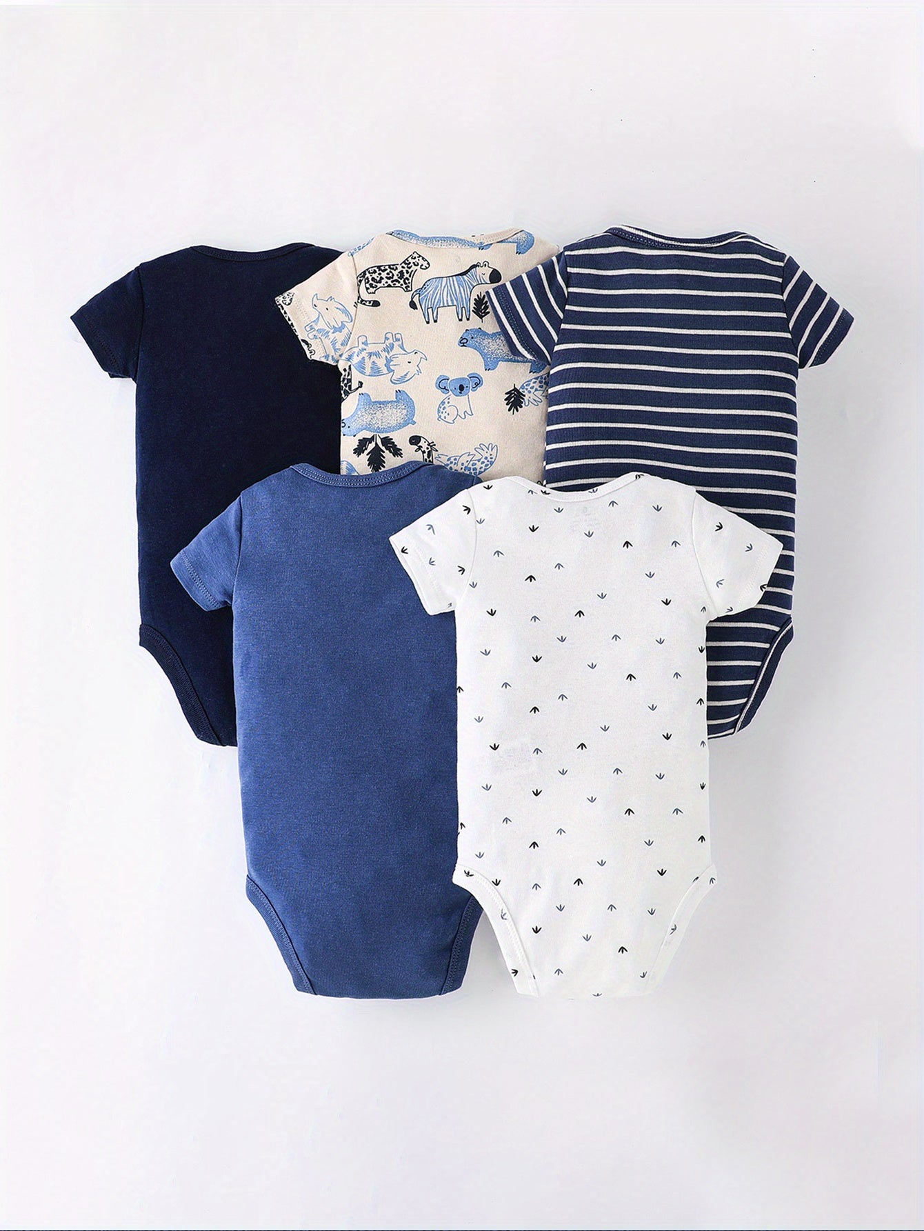 Five-piece Set of Infant and Toddler Short Sleeve Triangle Onesies