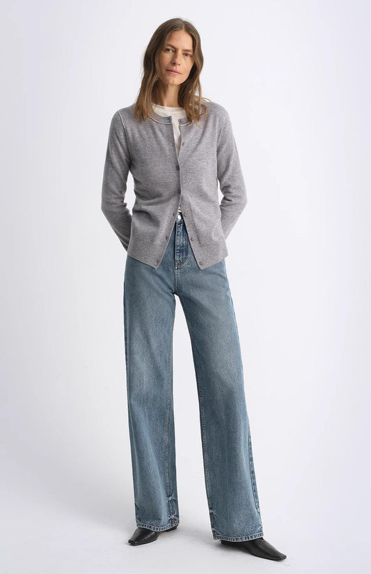 Classic retro old money style, craft washed organic cotton, retro straight slim jeans-0