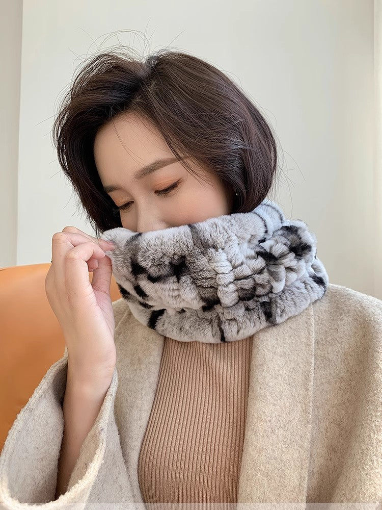 Rex rabbit fur scarf elastic woven fur neck scarf-1