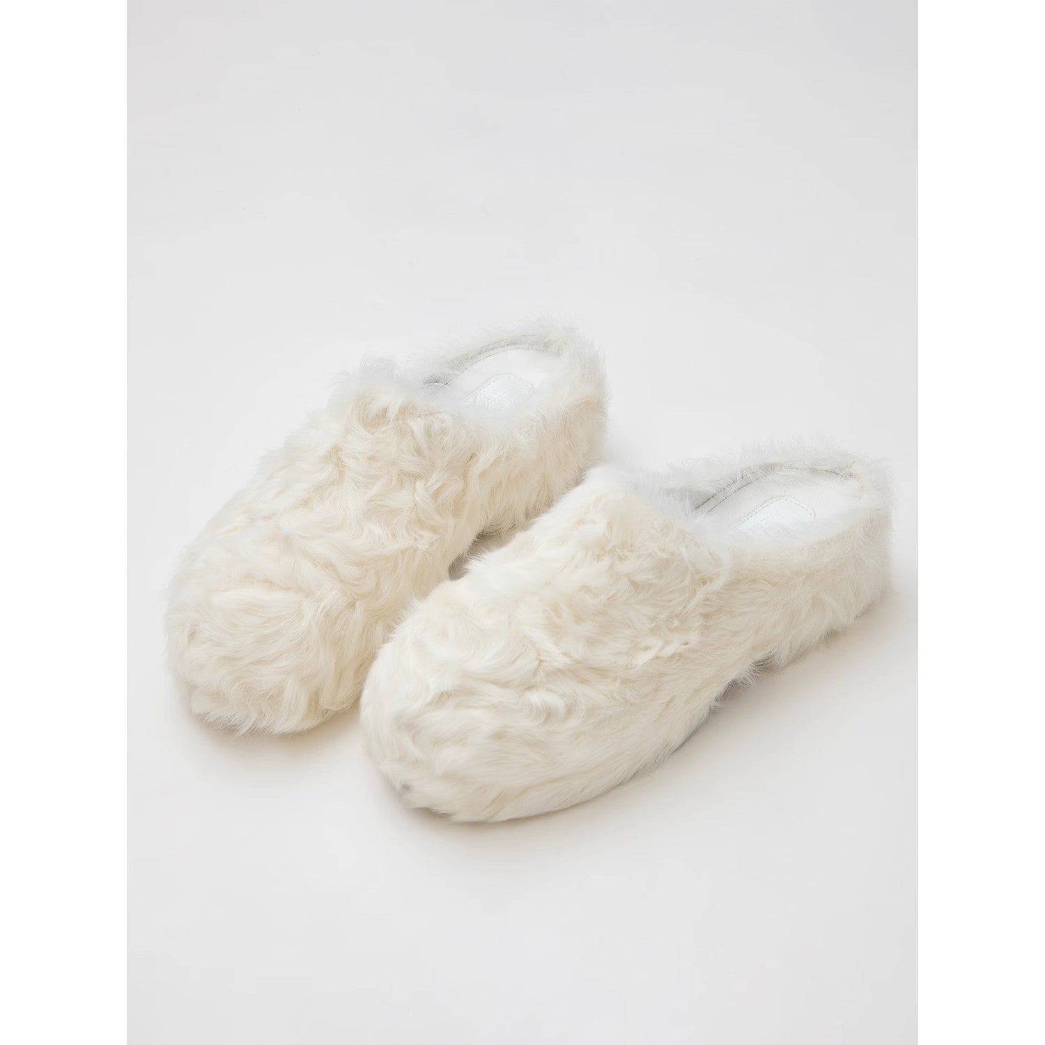 [FF × JW Collaboration - Fur-lined Slip-On Platform Sneakers] Casual and stylish design with wool, slip-on thick-soled sneakers that add height-0