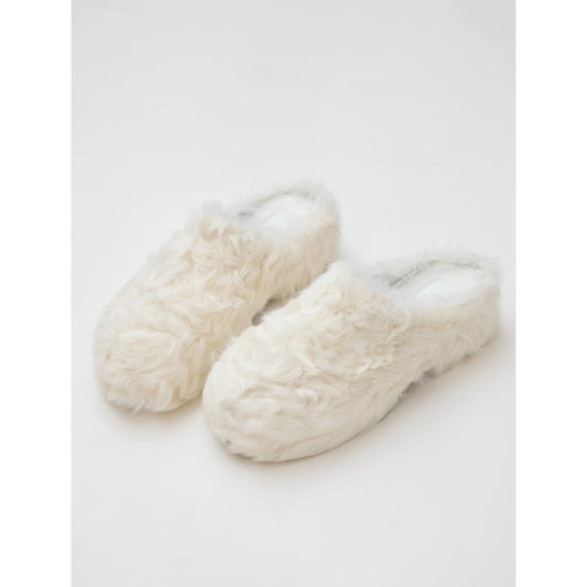[FF × JW Collaboration - Fur-lined Slip-On Platform Sneakers] Casual and stylish design with wool, slip-on thick-soled sneakers that add height-0