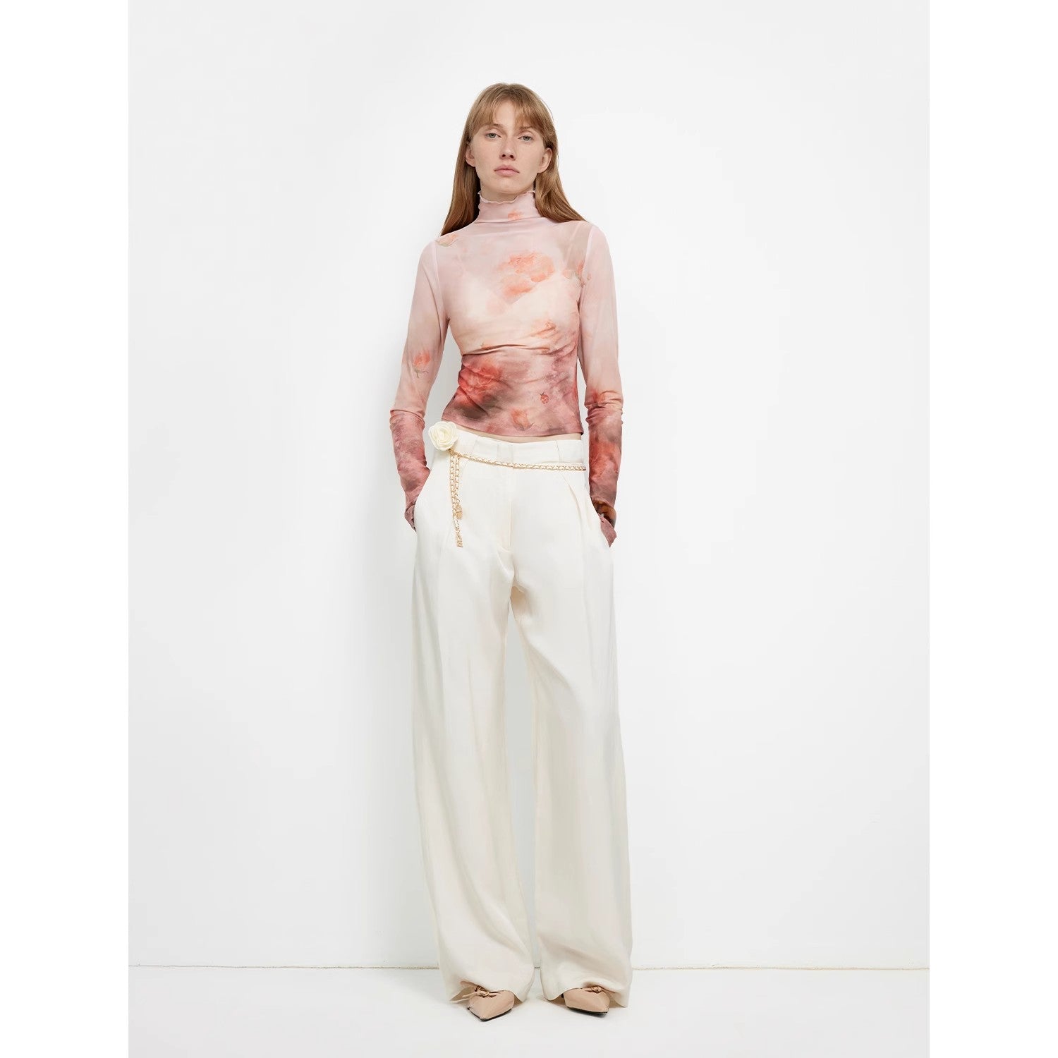Acetate Linen Old Money-Inspired Draped Mid-Waist Single-Pleat Straight-Leg Wide-Leg Casual Pants"Relaxed Old Money"-0