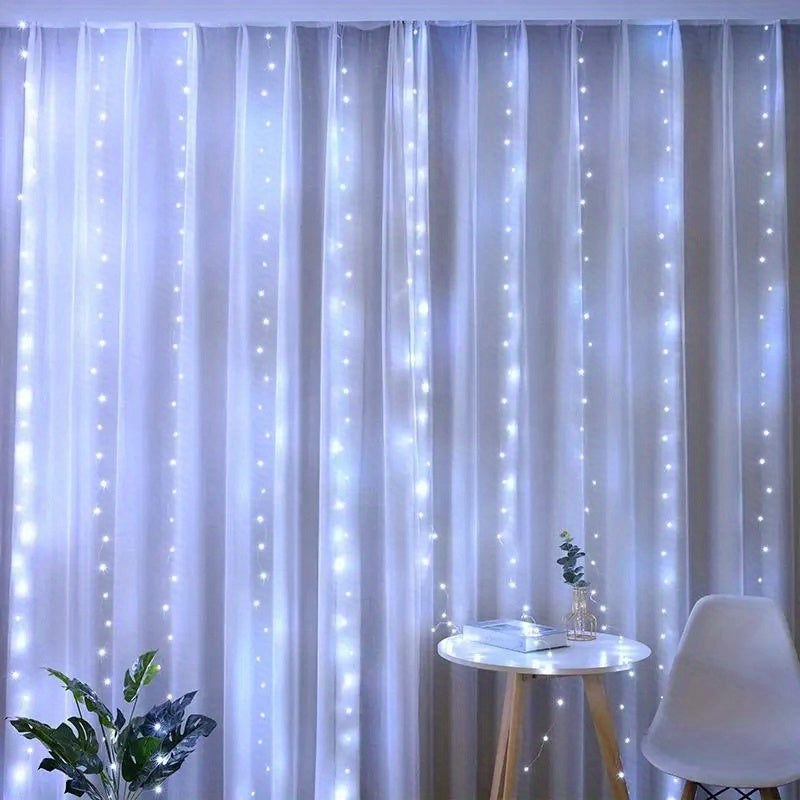300 LED Warm Fairy Curtain Lights, 9.8 x 9.8ft - USB Powered, 8 Lighting Modes with Remote Control, Perfect for Bedroom & Party Decor, Includes Hook for Easy Hanging, LED Lights for Bedroom