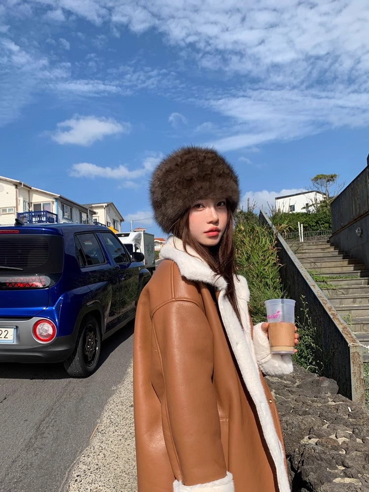 Mink Fur Knit Fur Hat with Elastic Headband and Ear Protection for Women – Reversible Genuine Mink Fur Winter Hat-3