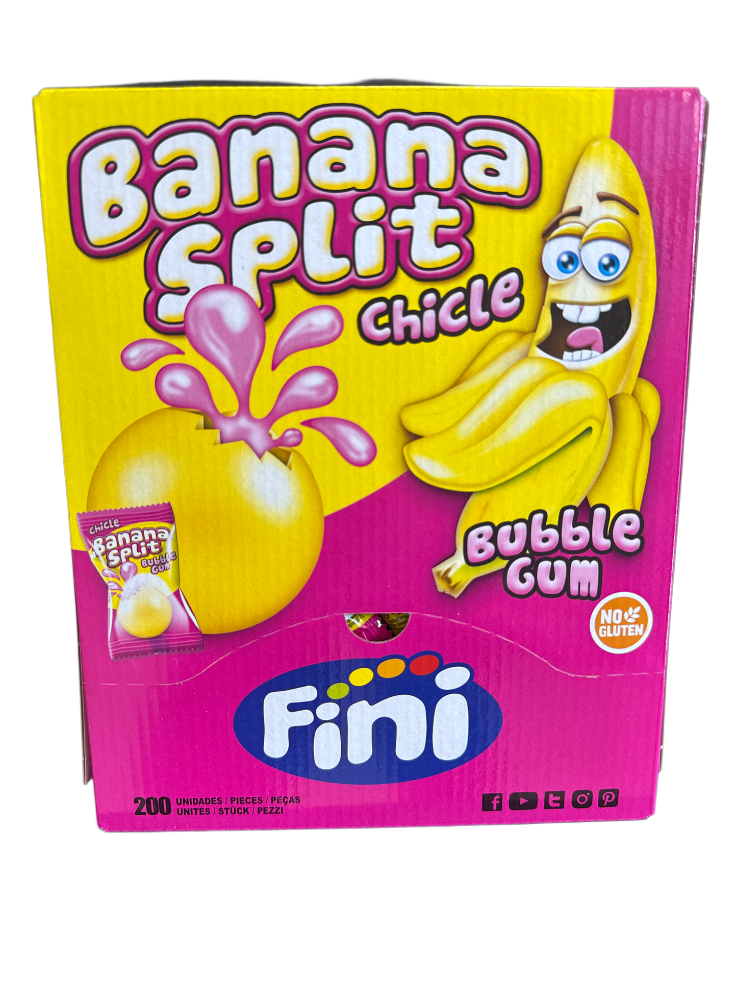 Fini Banana Split Bubble Gum 200 Individually Wrapped Pieces - U.K Edition