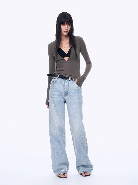Distressed dirty dyed Tencel cotton jeans"Art Journey"-0