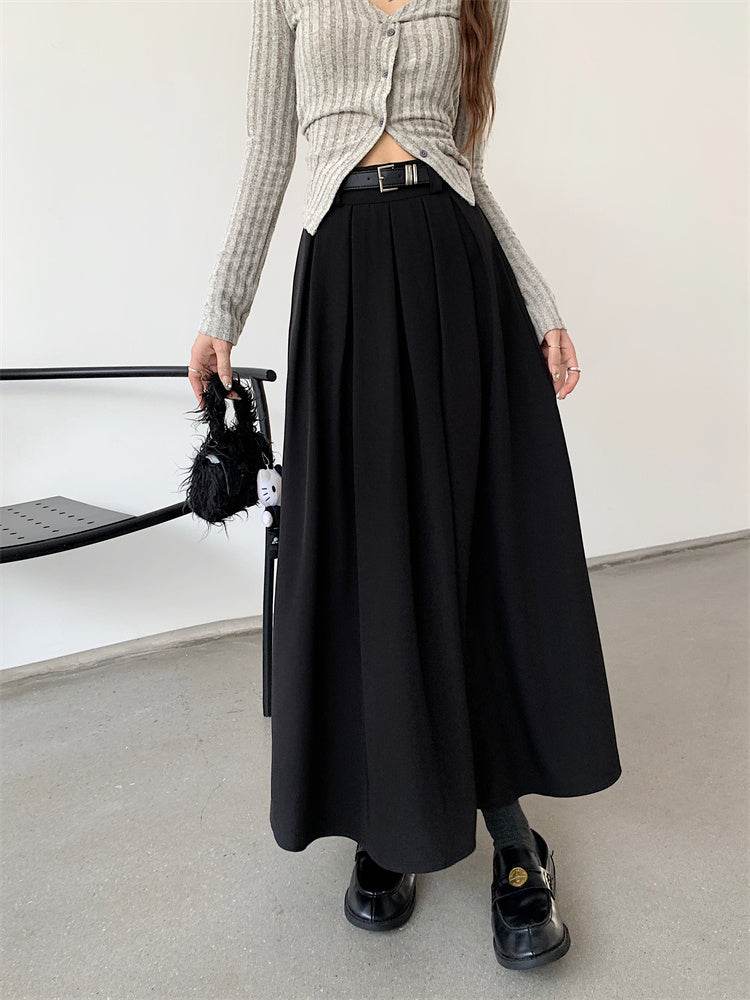 Women's All-matching Slim Fit Temperament Pleated Maxi Skirt