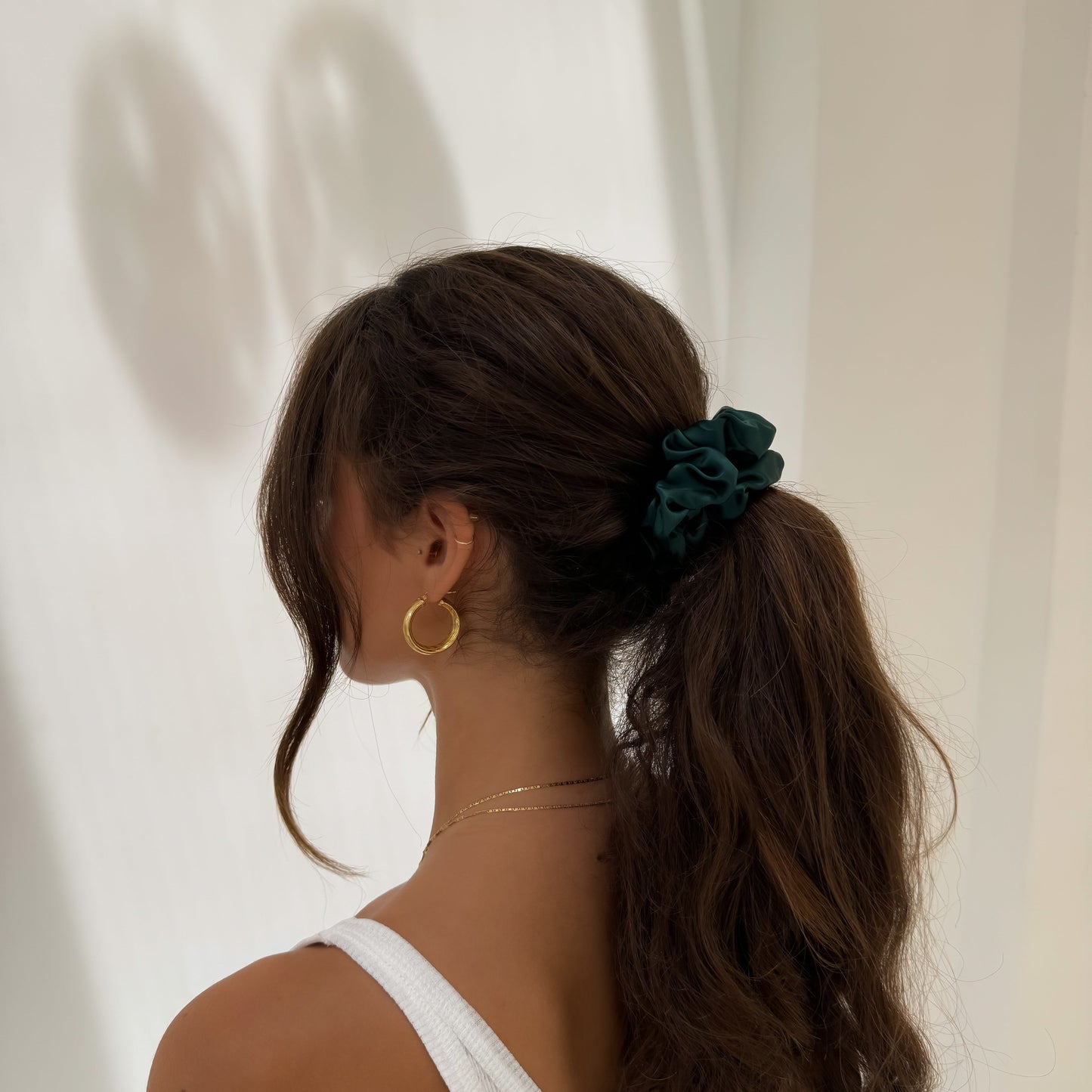 Organic Premium Silk Scrunchie - Pine-1
