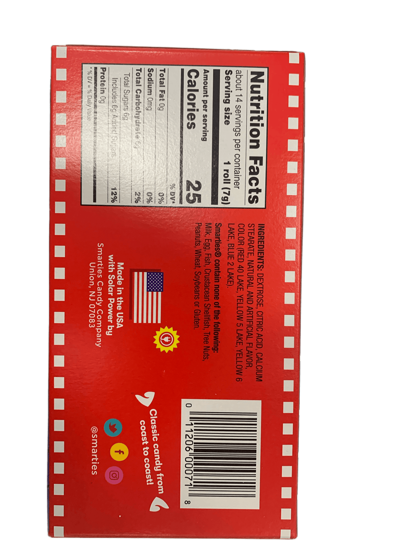 Smarties Original Candy Rolls Theater Box 3.5OZ - U.S Edition