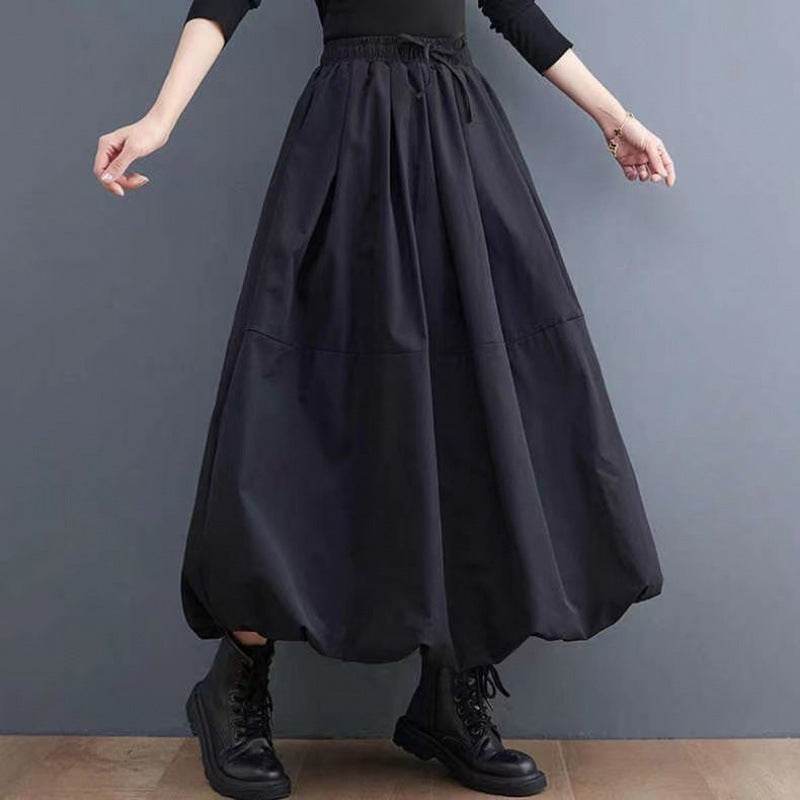 Fashion Personality New Solid Pocket Prairie Midi maxi Skirt Women