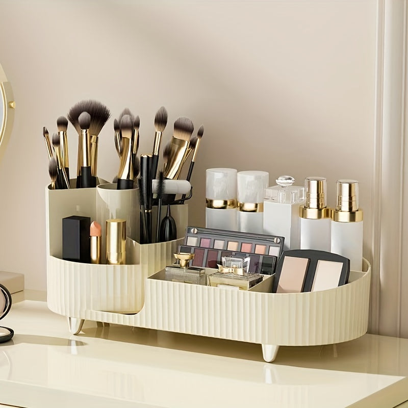 1pc Cosmetic Storage Box, Rotating Pen Holder For Dresser Desktop, Large Capacity Makeup Brush Lipstick Storage Rack, Teenager Gift, Makeup Organizer