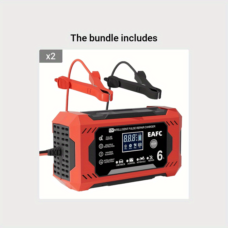Car Battery Charger, 12V 6A Smart Battery Trickle Charger Auto 12V 24V Battery Maintainer for Car Truck Motorcycle Lawn Mower Marine Lead Acid Battery