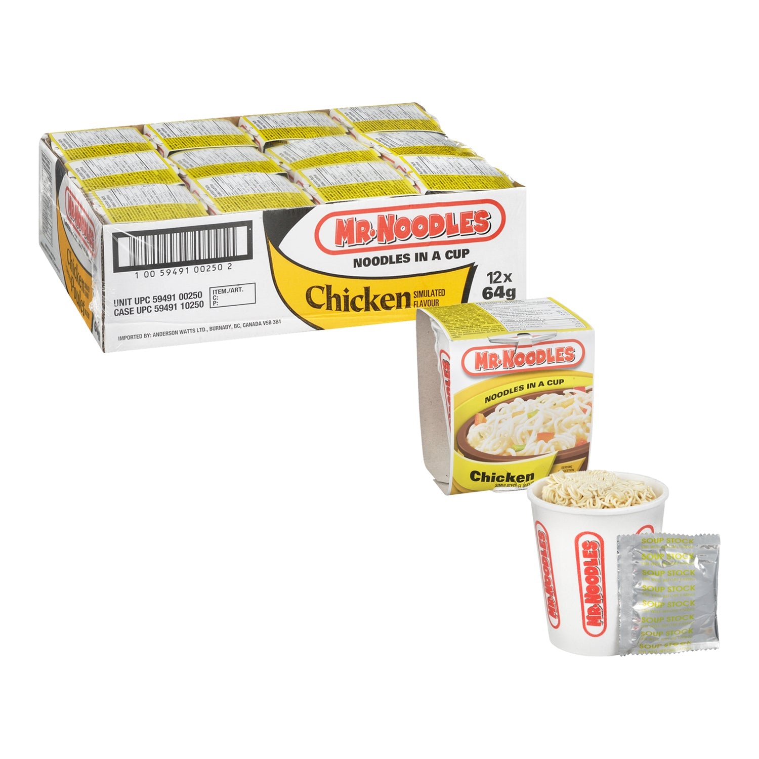 Soup Chicken Noodle Mix Mr. Noodles - 12 x 64 g - Mr Noodles - Restaurant and Foodservice Ingredients - Canadian Distribution-2