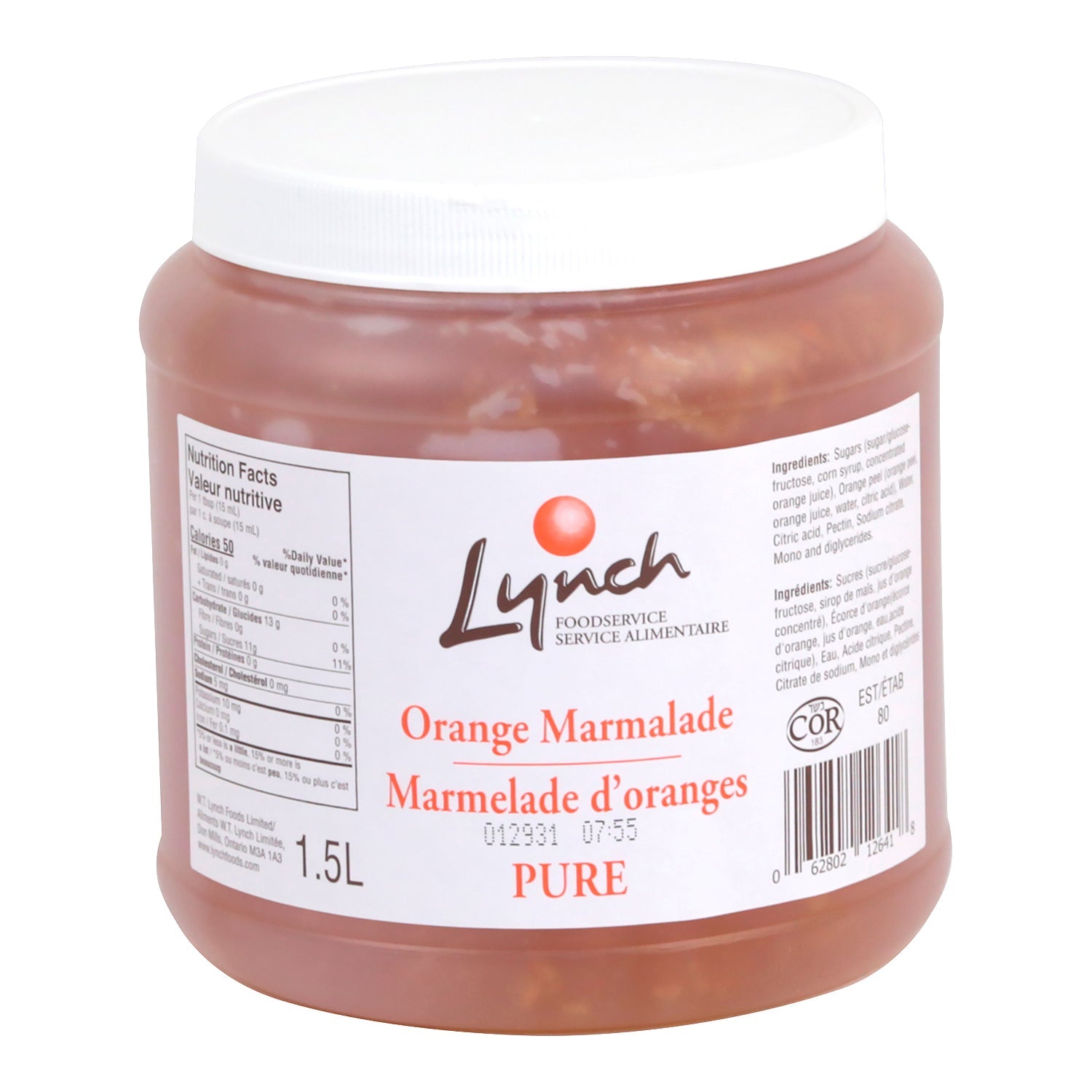 Marmalade Orange Pure - 1.5L Jar (Case = 6 x 1.5L) - Lynch - Baking Mixes and Ingredients - Canadian Distribution-0
