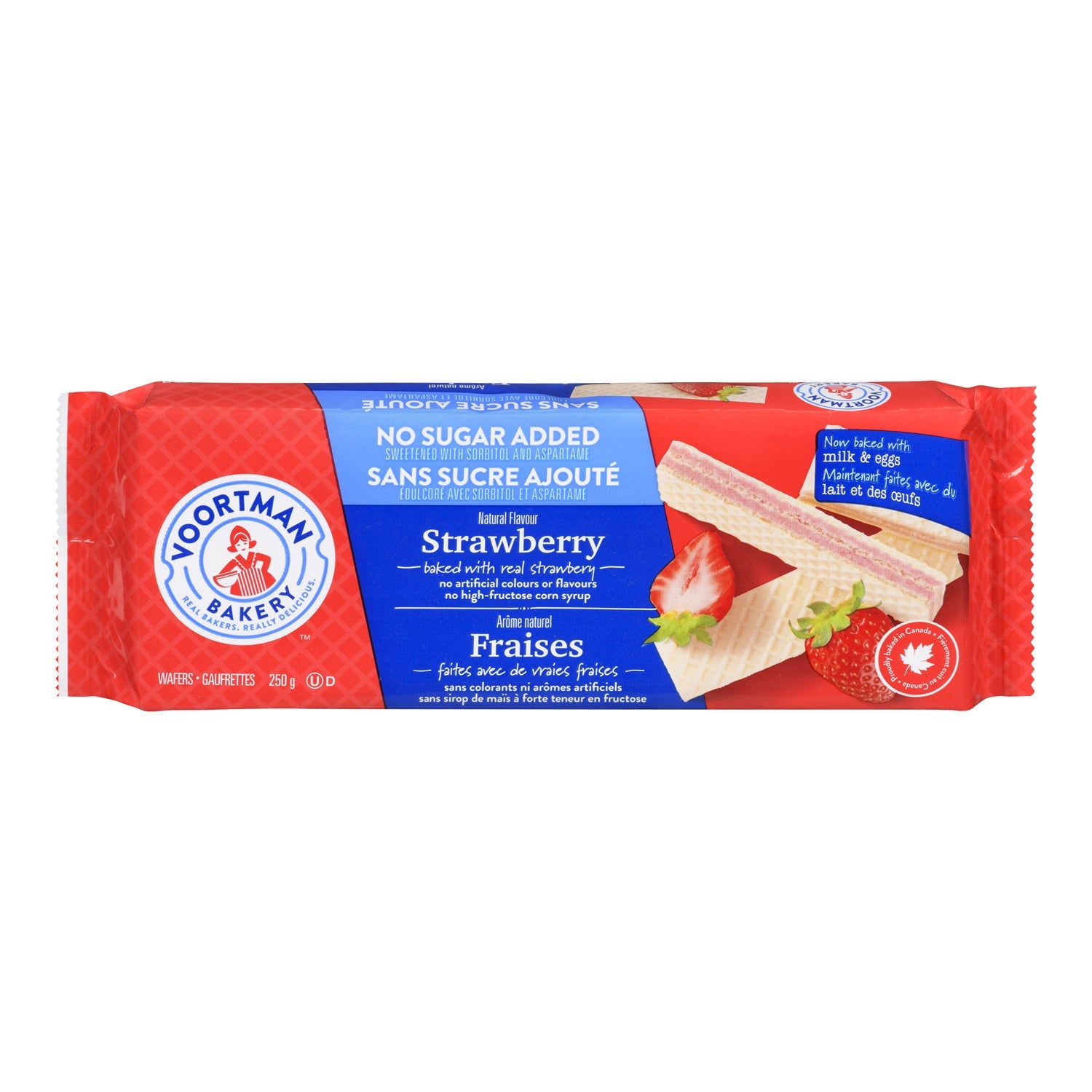 Cookie Strawberry Wafer Sugar-Free - 12 x 250 g - Voortman - Restaurant and Foodservice Ingredients - Canadian Distribution-0