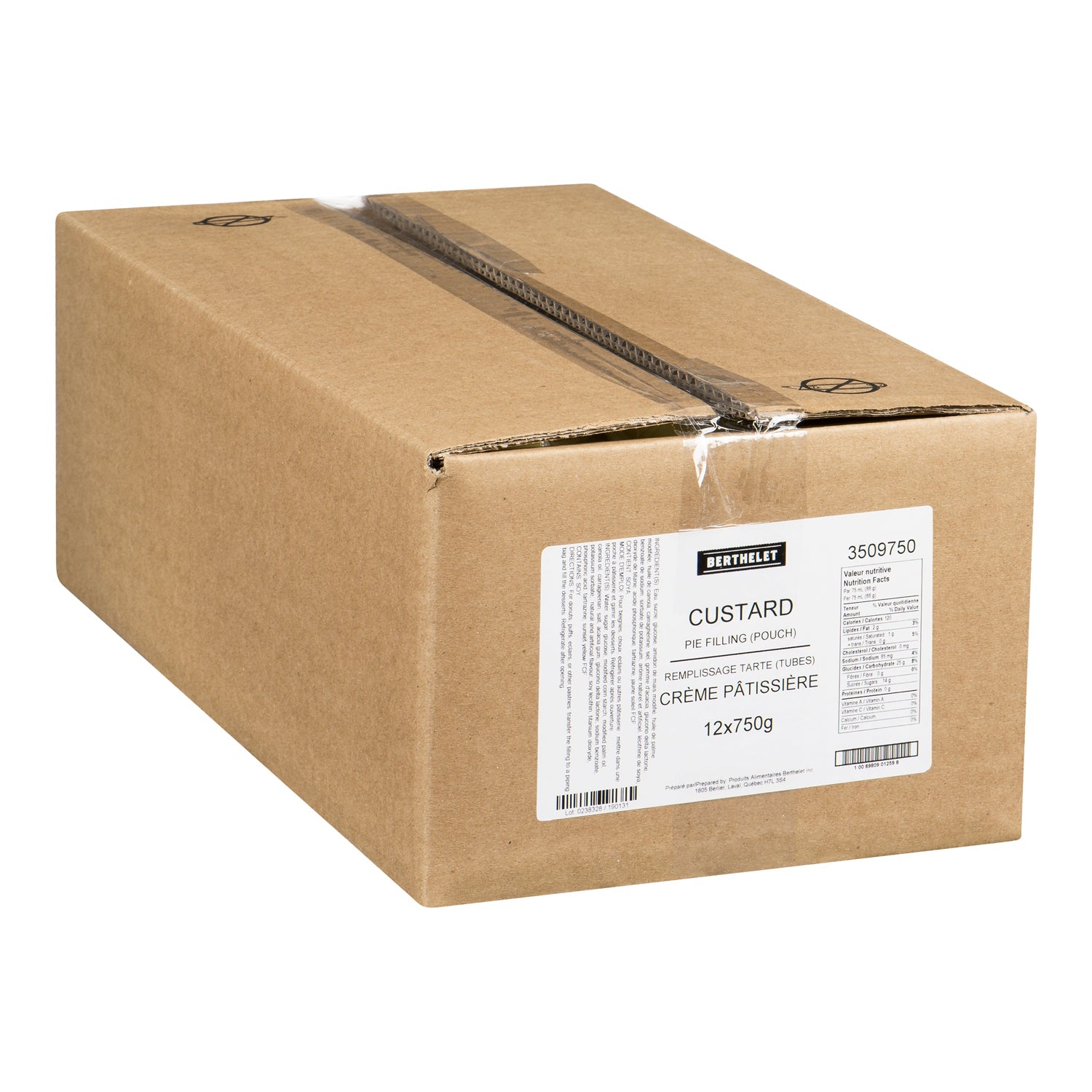 Filling Pie Custard Pouch - 8 x 750 g - Berthelet - Baking Mixes and Ingredients - Canadian Distribution-1