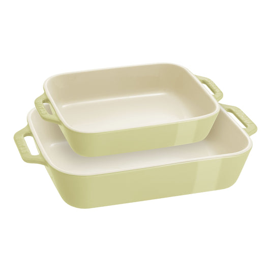 STAUB Ceramique Rectangular Baking Dish Set Light Green 2 Piece-0